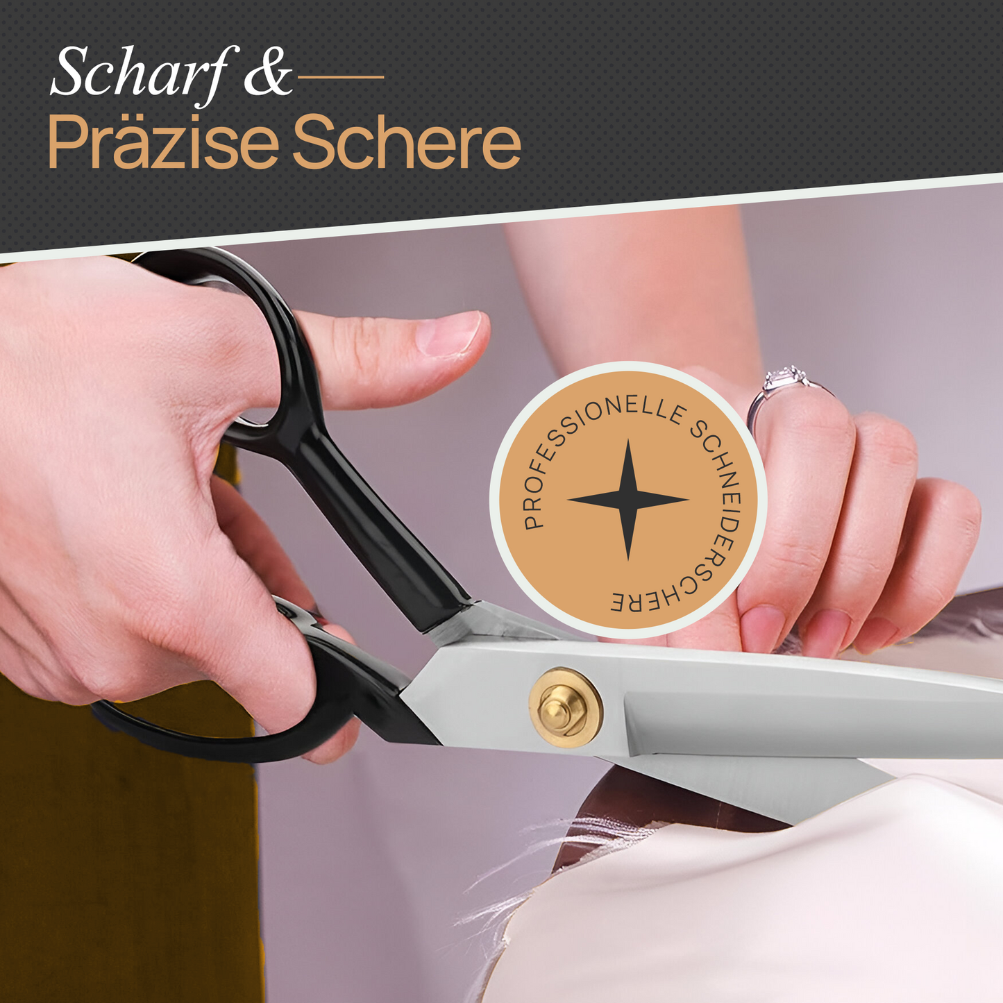Scherenpalast® Große Schneiderschere 30,5 cm – Profi Nähschere & Stoffschere aus rostfreiem Edelstahl – scharf & ergonomisch mit Fadenschneider, Daumenauflage & Geschenkbox – Nähzubehör