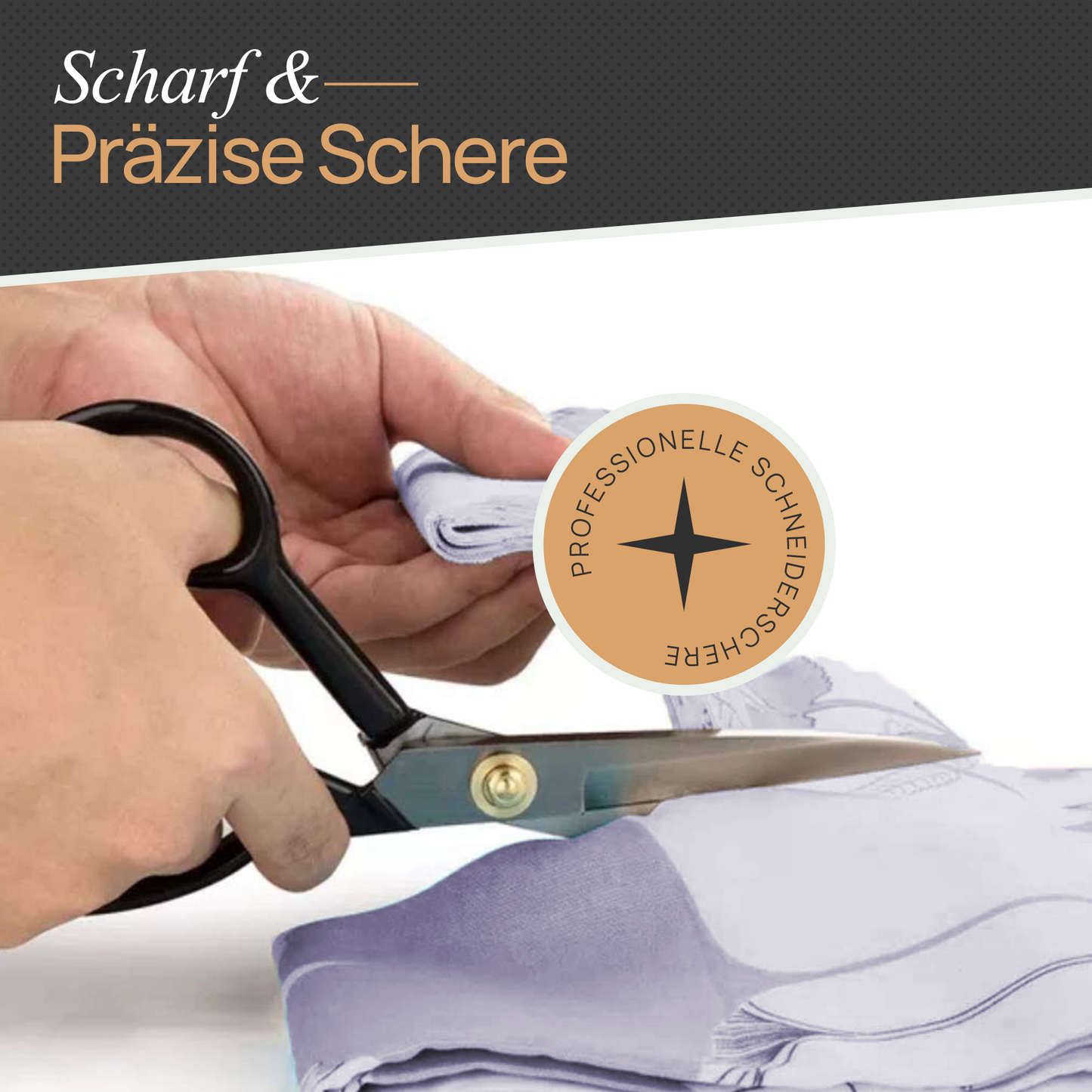 Scherenpalast® Schneiderschere 25,4 cm – scharfe Nähschere & Stoffschere aus rostfreiem Edelstahl – Profi Textilschere mit Fadenschneider, ergonomischer Griff & Geschenkbox – Nähzubehör