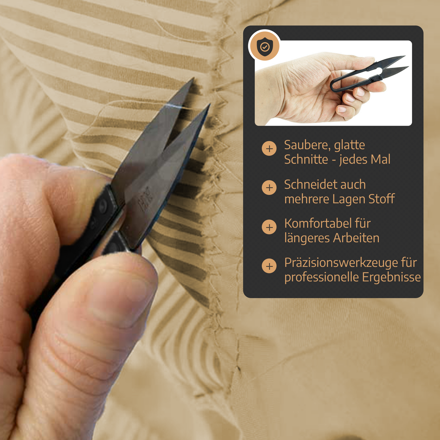 Scherenpalast® Schneiderschere 25,4 cm – scharfe Nähschere & Stoffschere aus rostfreiem Edelstahl – Profi Textilschere mit Fadenschneider, ergonomischer Griff & Geschenkbox – Nähzubehör