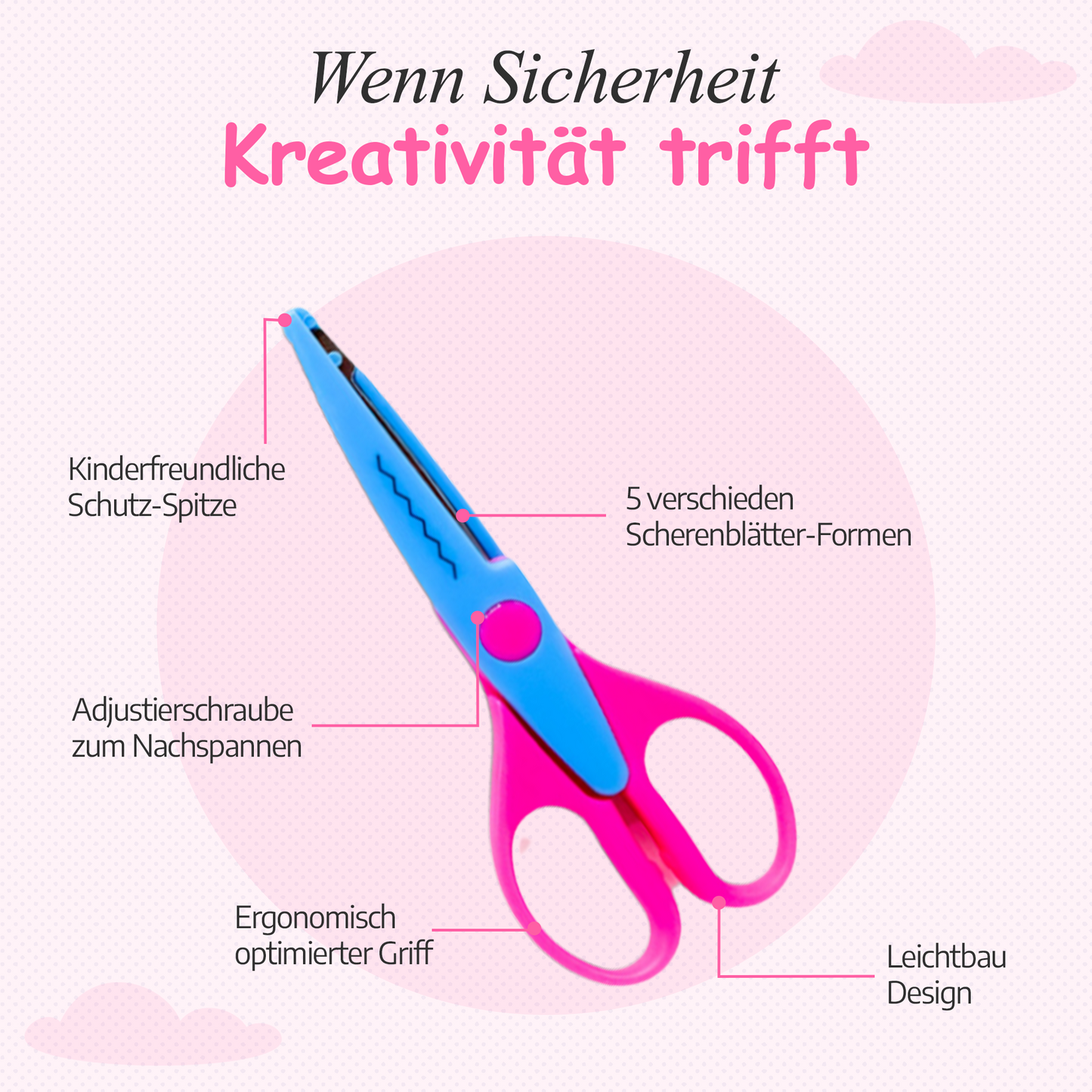 Scherenpalast® Kinder Bastelscheren 5er-Set – Zick-Zack- & Dekoscheren für kreative Bastelarbeiten, Scrapbooking & Schule – sichere Kinderscheren mit verschiedenen Schnittmustern