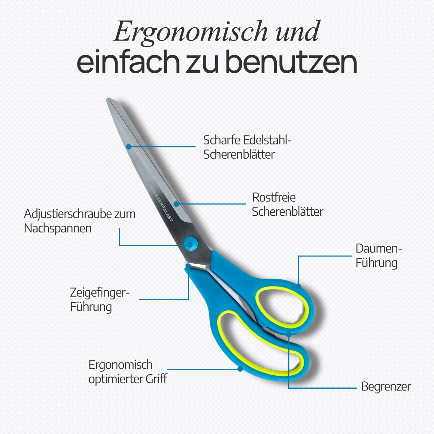 Scherenpalast® 4-teiliger Scheren-Set (24,5 / 21,5 / 14,5 / 12,5 cm) – ultrascharfe Klingen & ergonomische Griffe – aus Edelstahl für Büro, Haushalt & Basteln – für Rechts- & Linkshänder