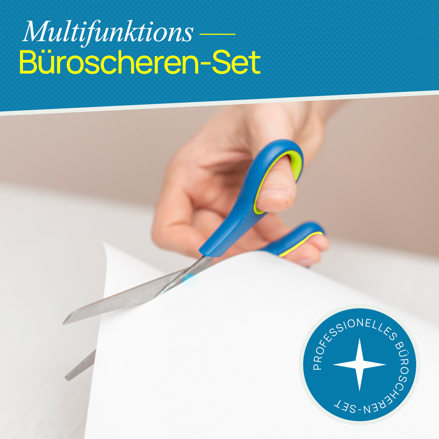 Scherenpalast® 4-teiliger Scheren-Set (24,5 / 21,5 / 14,5 / 12,5 cm) – ultrascharfe Klingen & ergonomische Griffe – aus Edelstahl für Büro, Haushalt & Basteln – für Rechts- & Linkshänder